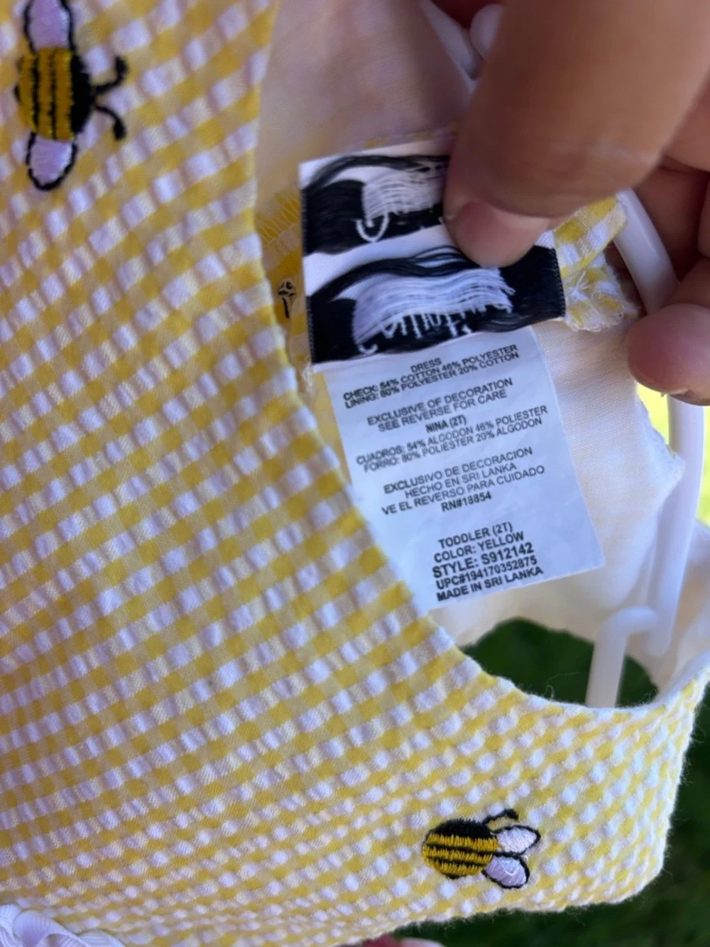 Yellow Bee Embroidered Girls' Casual Dress with Polka Dot Trim